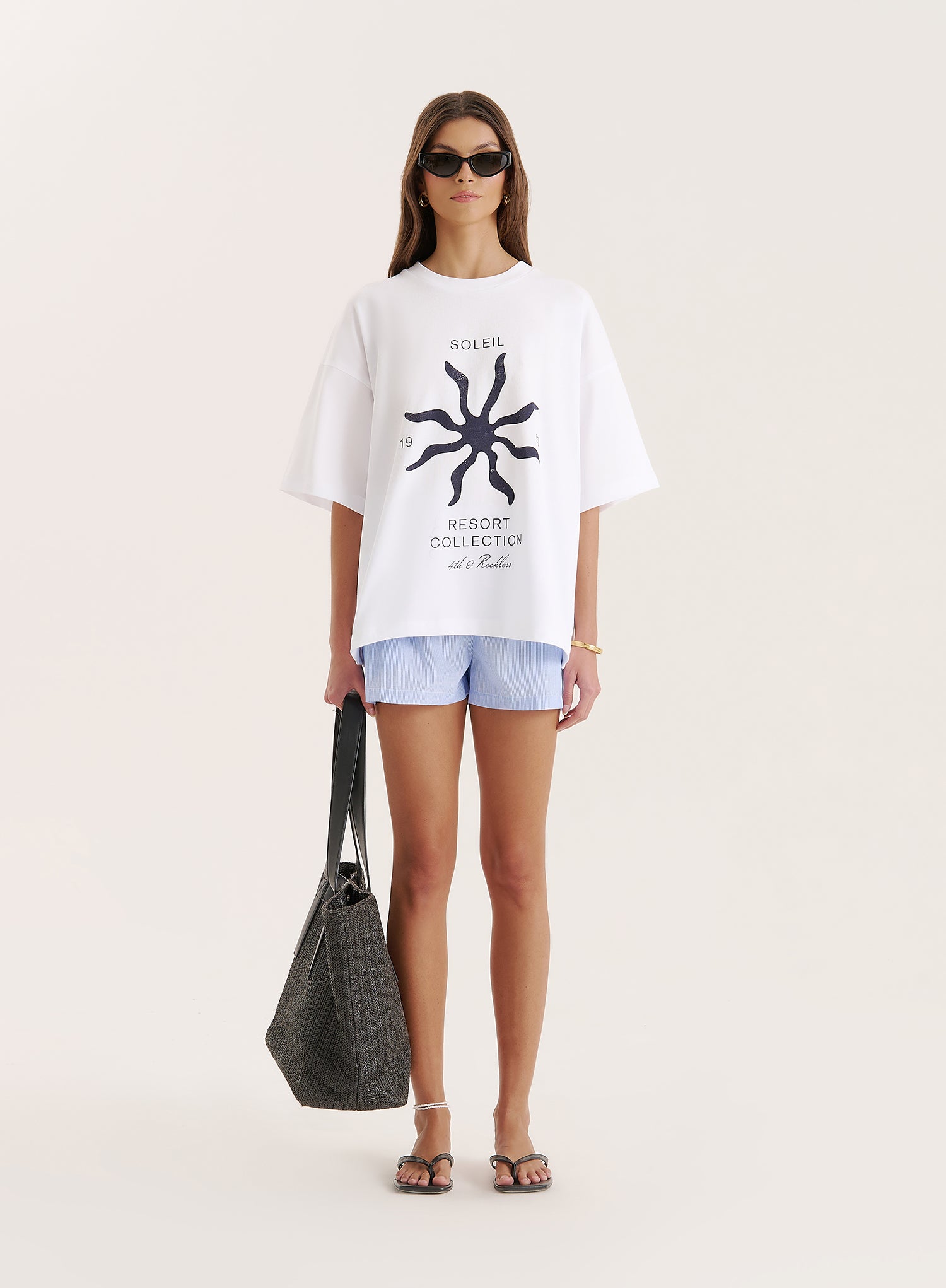 White Soleil Graphic Oversized T-Shirt